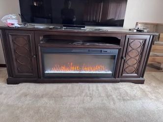 Montgomery 82” Brown Fireplace TV console by aplus international