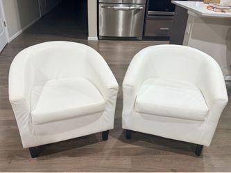 Pair of White Faux Leather Chairs