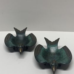 Mid Mod Brass Bird Trinket Dish