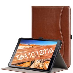 Samsung Galaxy Tab A 10.1 (2016 NO S Pen Version) - Leather Folio Cover for Samsung 10.1 Inch Tablet SM-T580 T585 with Auto Wake/ Sleep and Card Slots