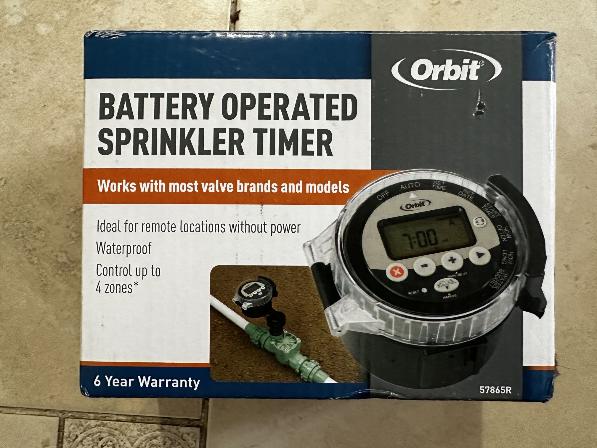 Orbit Battery Operated Irrigation Controller without Valve New Easy, flexible programing: Operates up to 4 valves, 8 start time Works great for sprin