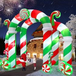 Kalolary 13FT Christmas Archway Inflatables with LED Light, Giant Xmas Candy Arch Inflatable Stereoscopic Blow up Christmas Outdoor Yard Decorations f