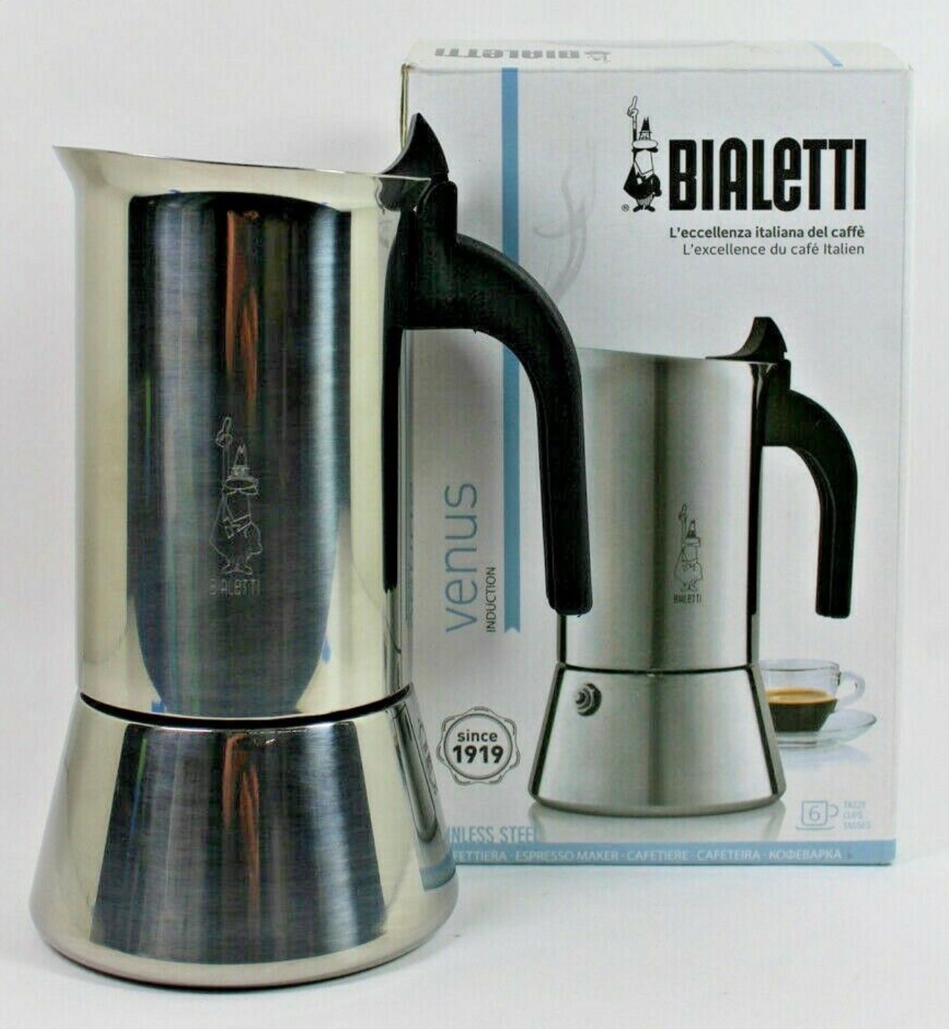 Bialetti Venus Espresso Coffee Maker, Stainless Steel, 6 Cup