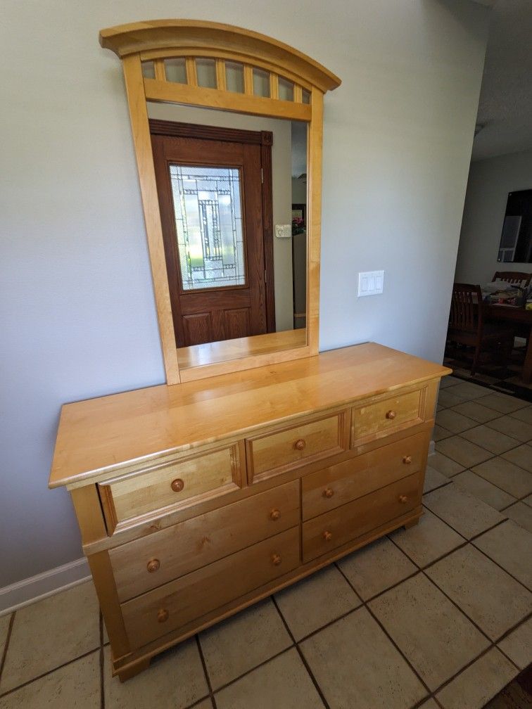 Wood Dresser with Mirror  56"