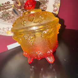Vintage Amberina Carnival Glass Candy dish