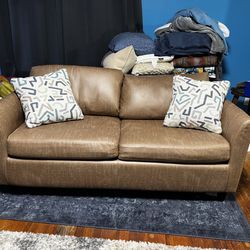 Pull-Out Sleeper Loveseat – Faux Leather – Great for Small Spaces