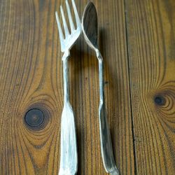 Giant Fork And Spoon Vintage Hanging Decor Painted Aluminum