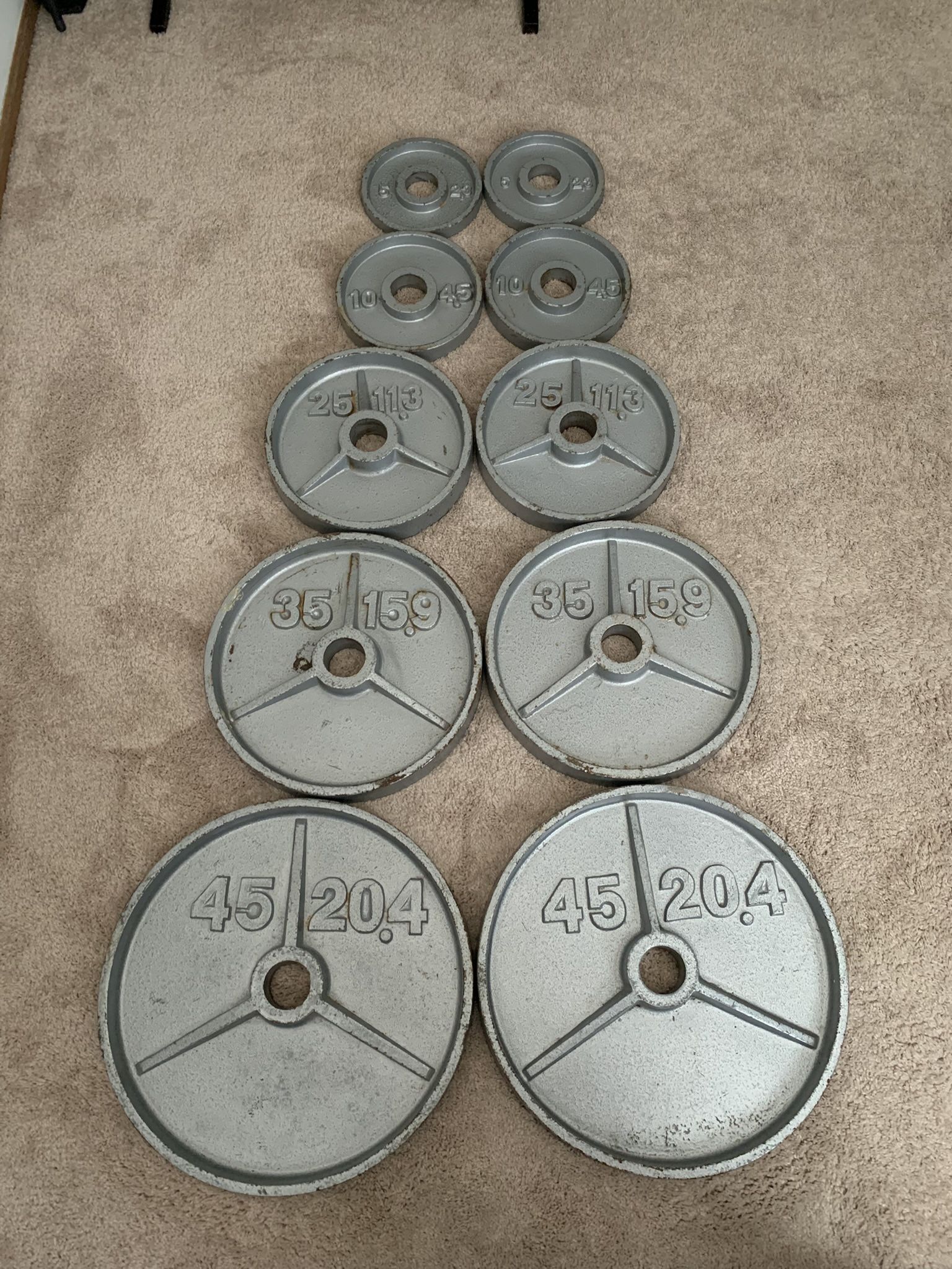 Olympic Weight Plates Set - Total 240 Pounds