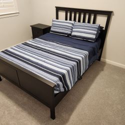 IKEA  Hemnes Full Bed Frame & Nightstand With Leesa Mattress 