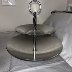 Silver 2-Tier Serving Stand