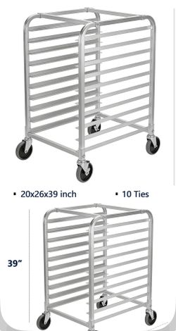 10/20-Tier Aluminum Bun Pan Rack with Locking Wheels, Mobile Commercial Baking Sheet Rack for Bakery a Kitchen
