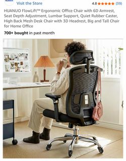 Office Chair with 6D Armrest, Seat Depth Adjustment, Lumbar Support, Quiet Rubber Caster, High Back Mesh Desk Chair with 3D Headrest, Big and Tall Cha