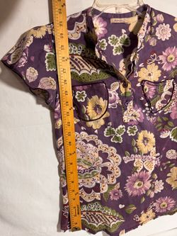 Floral Print Short Sleeve Button-Up Blouse