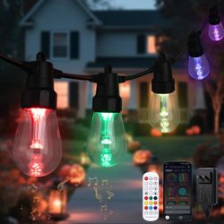 RGB Smart Outdoor String Lights with Remote