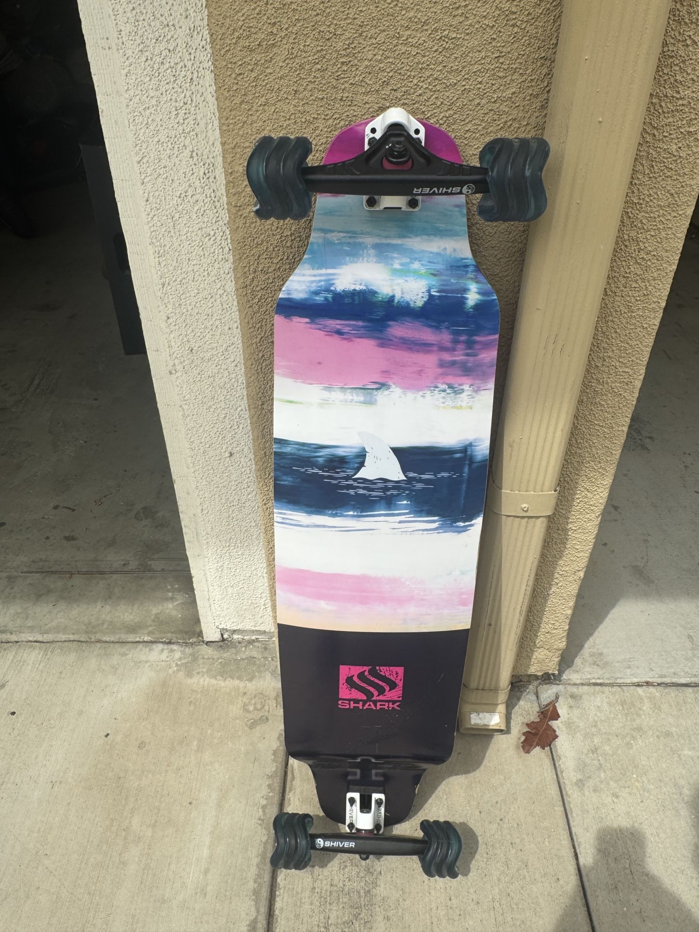 Used Once Shark Longboard With shark Wheels