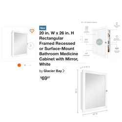 Home Decorators Collection 20.8 In. W X 25.8 In. H Rectangular Wood Composite Medicine Cabinet With Mirror, White