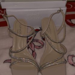 Beige high short heels