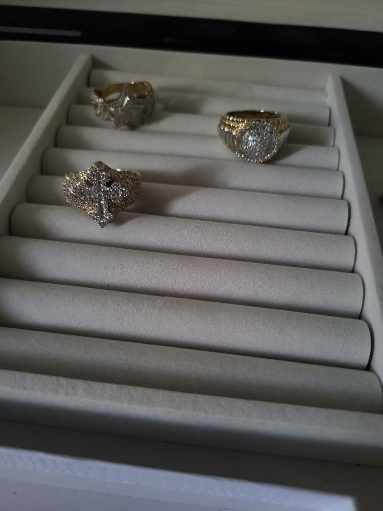 10k Real Gold Real Diamond Rings And Earrings And Bracelet