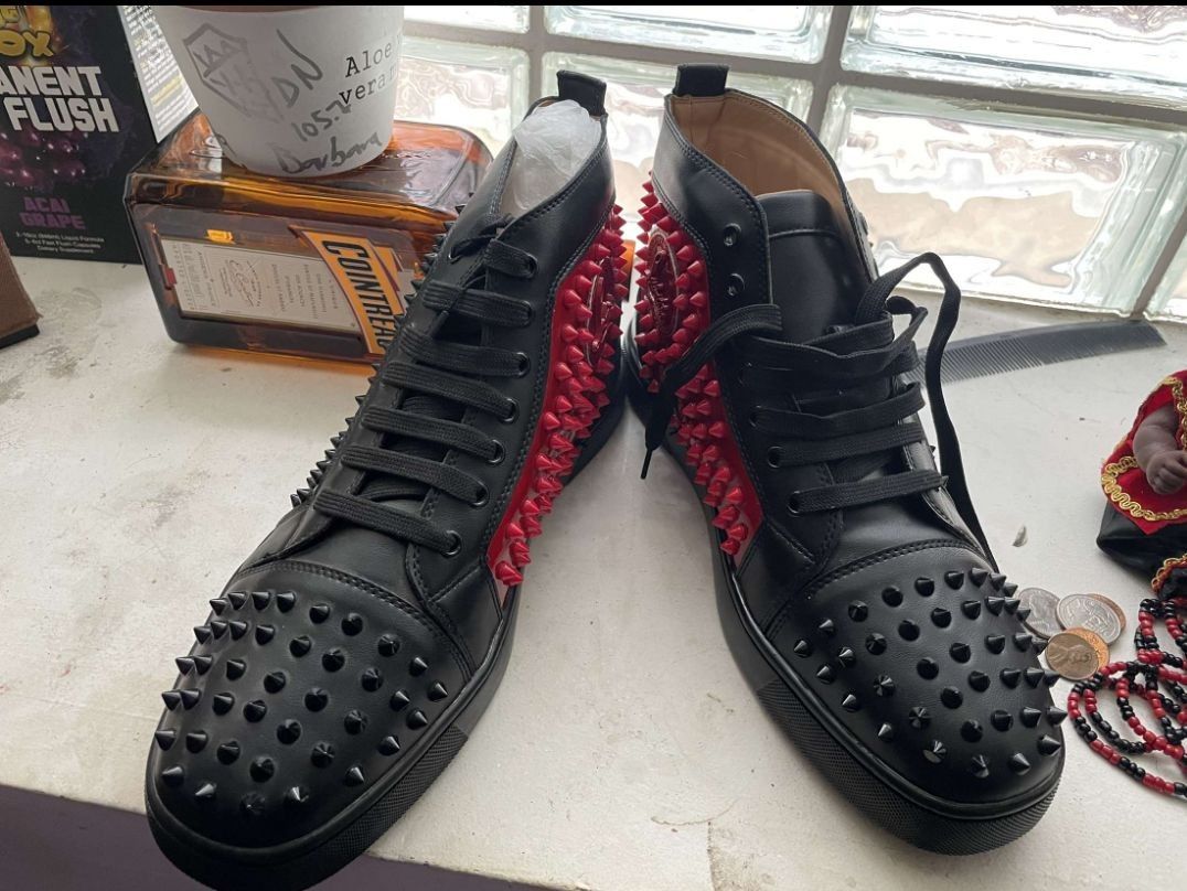 Christian Louboutin Men Shoes Sneakers Louboutins Red Bottoms Black Purple  for Sale in Balch Springs, TX - OfferUp