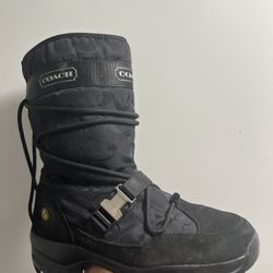 Coach Women’s Winter Snow Boots – Black Signature, Like New, Size 8