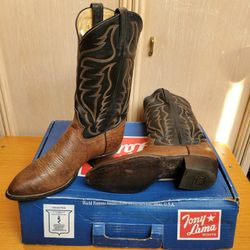 Tony Lama  Men's 9 D Western Cowboy Dress  Boots Shrunken Shoulder  Jordan 