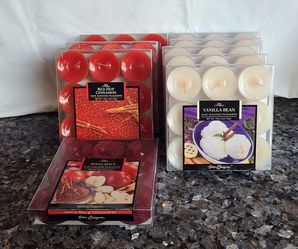 Scented Tealights. $3 per tray, 2 trays for $5. Each tealight has a 4-5 hour burntime. Each tray contains 9 high quality scented tealights. All are ne