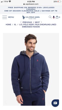 U.S. POLO ASSN. FAUX SHEARLING LINED EMBOSSED HOODIE LARGE WITH TAGS $30