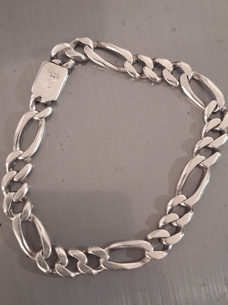 Silver 925 Mens Bracelet Figaro 36 Grams