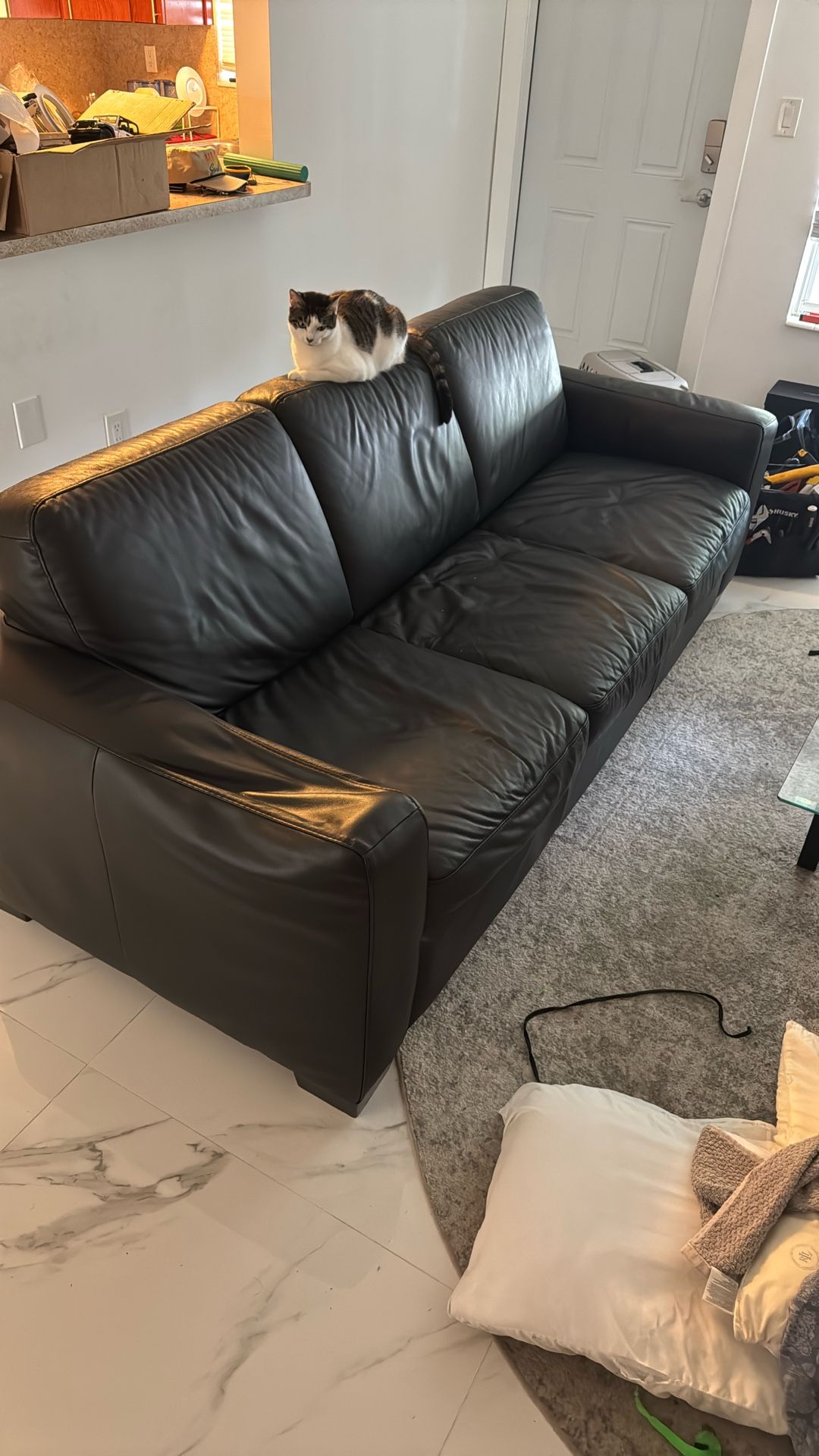 Black Faux Leather Couch - FREE ONE DAY ONLY