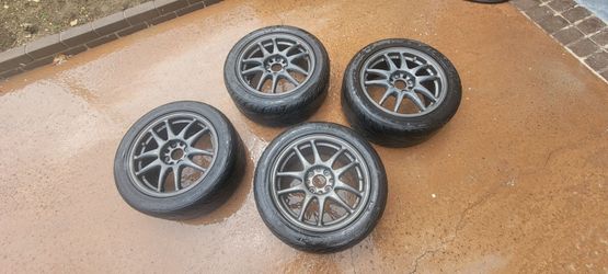 Excellent Condition 15" 4 x 100 Bronze JDM Work Emotion Wheels with Tires