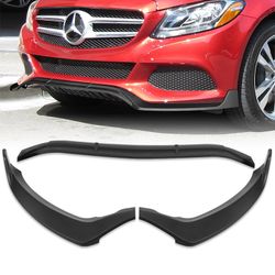For 2015-2018 Mercedes C-Class W205 Base Matt Black Front Bumper Spoiler Lip -(2-PU-342