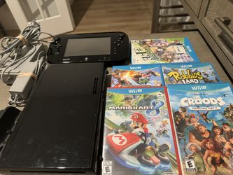 Nintendo Wii U Console 32GB Black System Bundle W/ Gamepad, Disc Base, & Cords