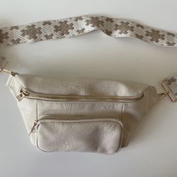 Like New Stylish Cream Crossbody Bag 
