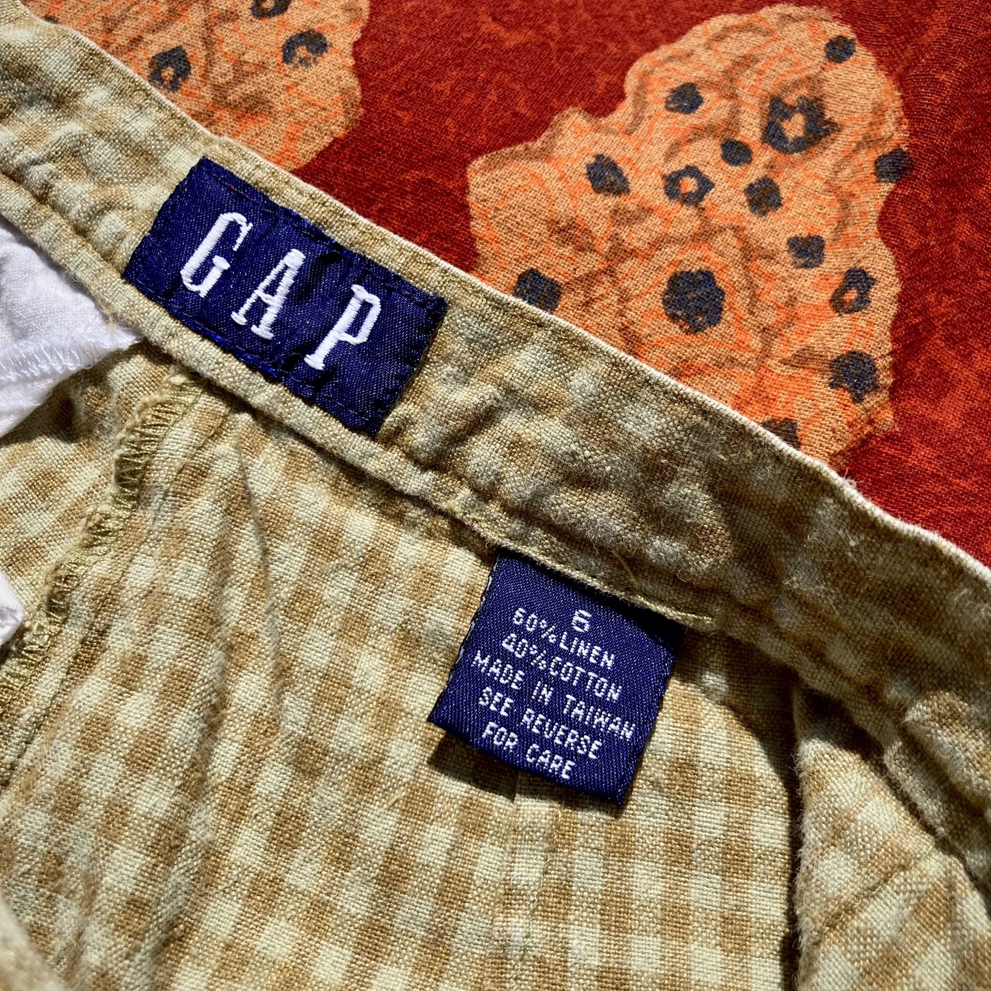 Vintage 90s GAP cotton/linen high-waist plaid pant 