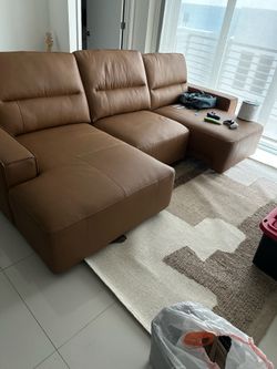 RYLAND BROWN LEATHER SECTIONAL