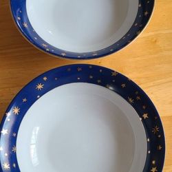 SAKURA   GALAXY BLUE BOWLS FINE PORCELAIN  OR  BONE CHINA  14 KT. GOLD