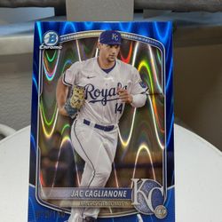 Topps 2025 Bowman Chrome Jac Caglianone Blue RayWave /150 Royals #BCP-103