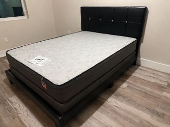 NEW BED FRAME QUEEN SIZE WITH MATTRESS AND BOX SPRING - Available white