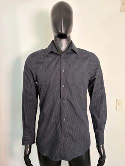 H&M Long Sleeve Button Up Polka Dot Dress Shirt (Blue / Men’s Medium)
