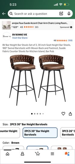 Bar Height Bar Stools Set of 2