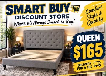 Brand new Queen bed frame mattress not included grey color