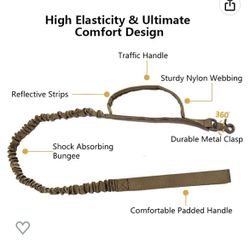 Leash Set Tactical Dog Collar with Handle Bungee Leash Adjustable Military Training Nylon Collar Dog Training Collar Leash Set with Control Handleand 