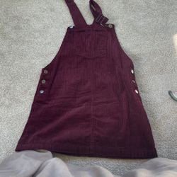 Corduroy Overall Dress Maroon Medium
