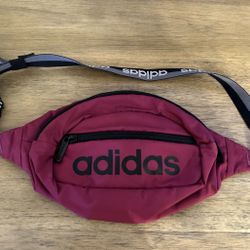 Adidas Burgundy Crossbody Waist Bag – Adjustable Strap, Lightweight 