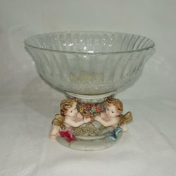 Vintage crystal angel bowl