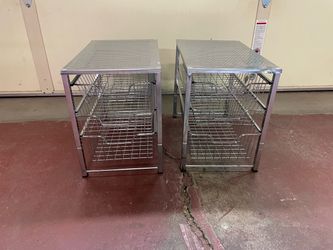 Pair of Metal Bathroom Storage Cabinets