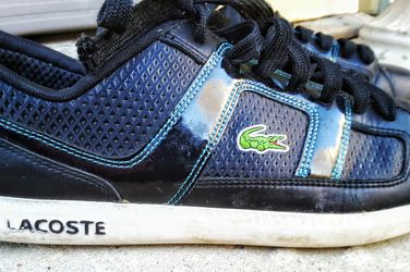 Izod lacoste green alligator black leather men's tennis shoes walking shoes size 11.5
