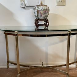 Demi Wall Console Table Ornate Glass Top