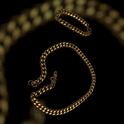18” 18K Gold Plated Cuban Chain + 7” Bracelet Set | Hypoallergenic, No Tarnish, No Green