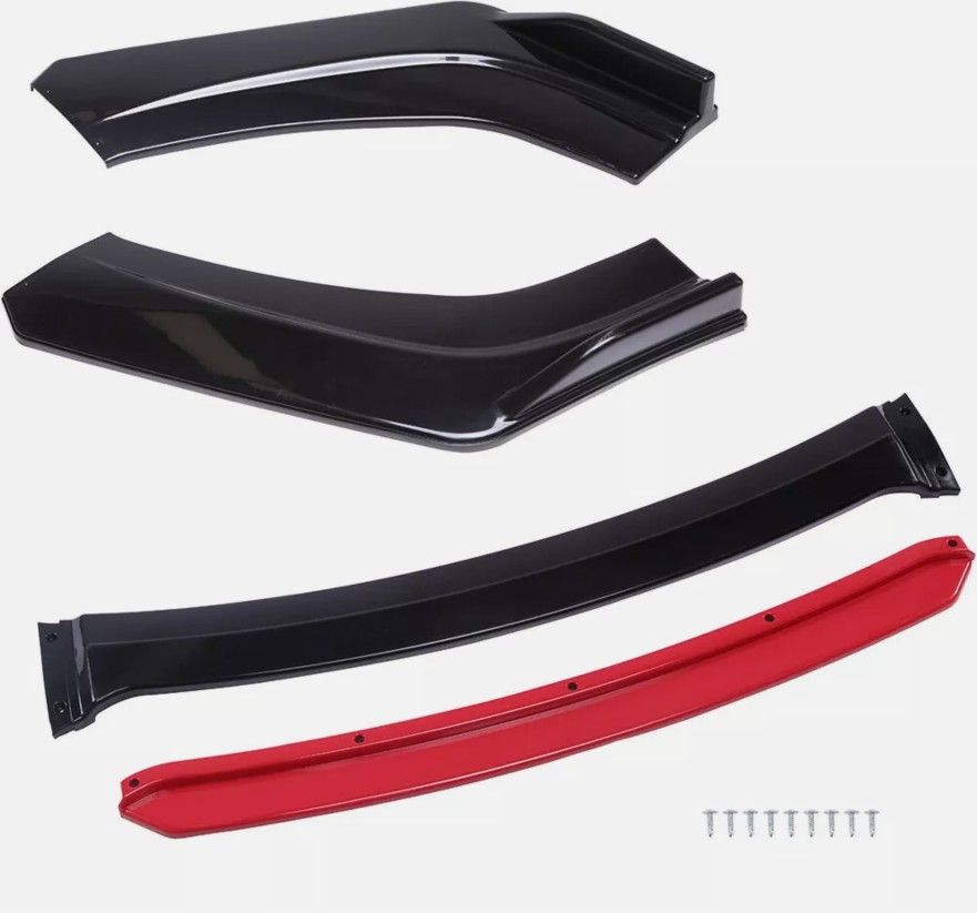 Dodge Charger SRT RT SXT Red Front Bumper Lip Spoiler Splitter + Strut Rods